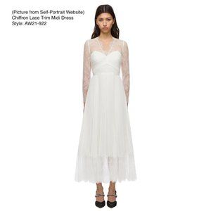 NWT Self-Portrait Wedding Dress: Chiffron Lace Trim Midi